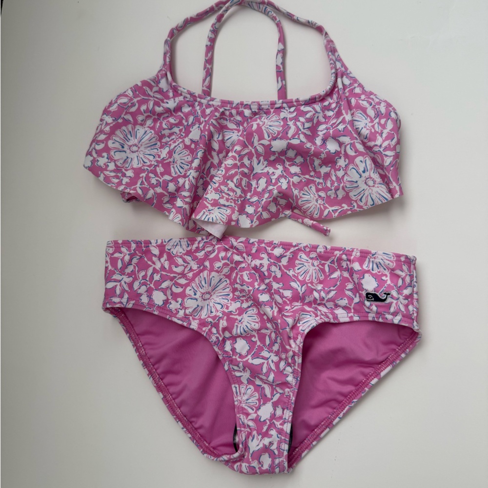 NWOT Vineyard Vines Pink Floral Kids Swim Set size xs (5-6)